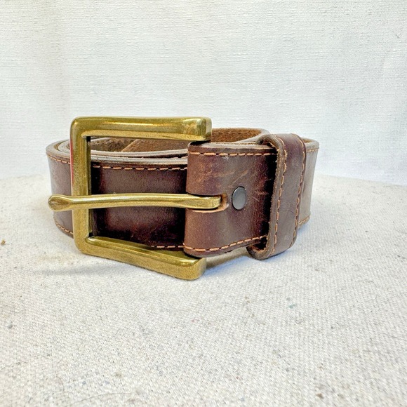 Justin Boots Other - Justin Brown Leather Top Grain Cowhide Removable‎ Brass Buckle COO125 Belt 42